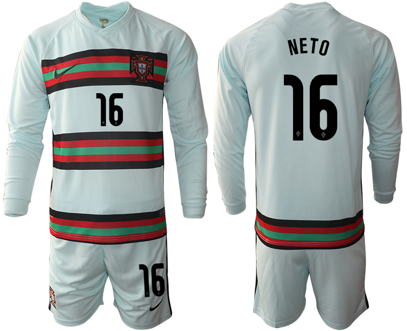 Men 2021 European Cup Portugal away Long sleeve #16 soccer jerseys->portugal jersey->Soccer Country Jersey